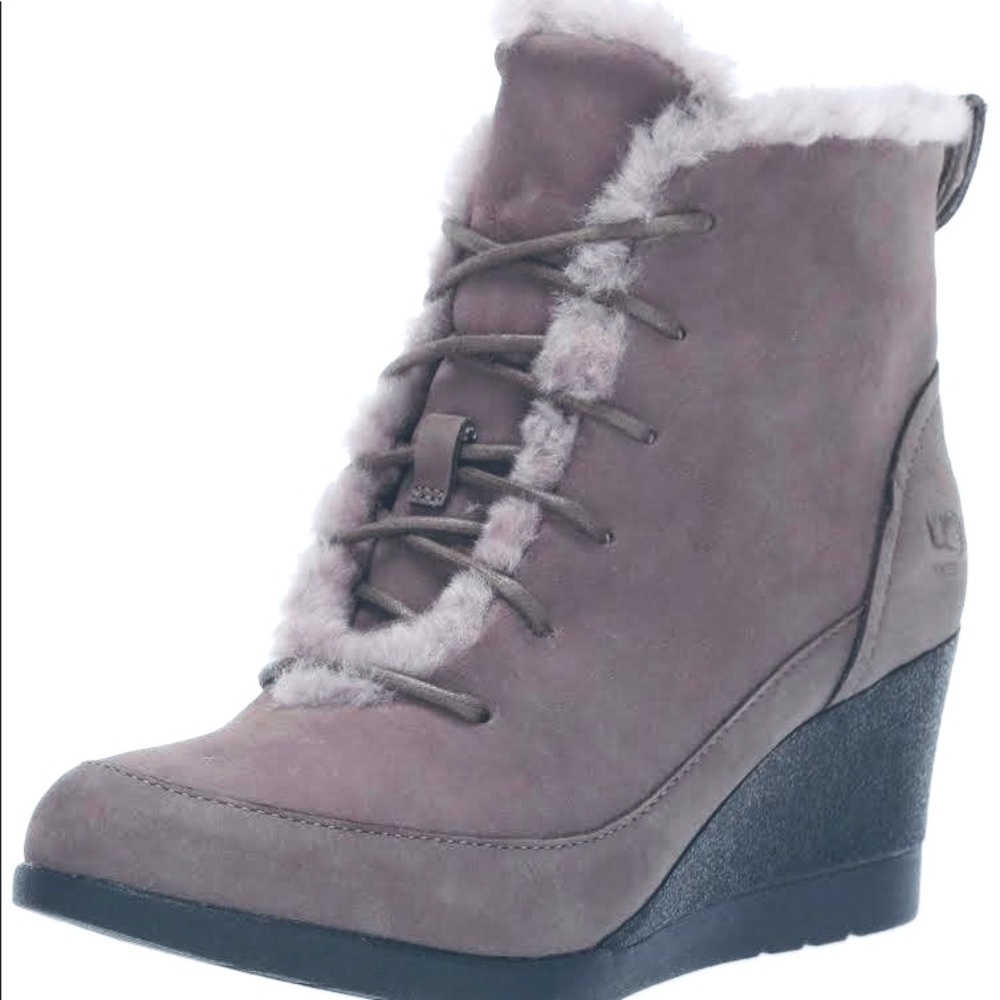 UGG Bridget wedge ankle boots booties sheepskin lined 8.5